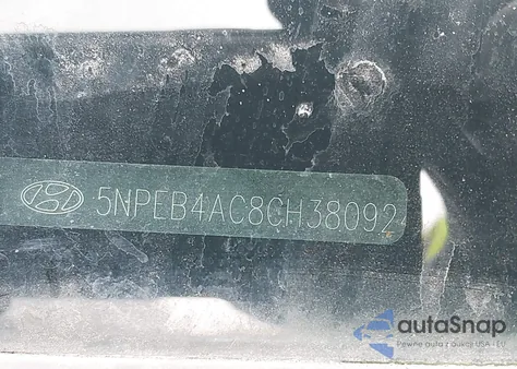 2012 Hyundai Sonata Gls z USA, uszkodzony, nr VIN 5NPEB4AC8CH380924